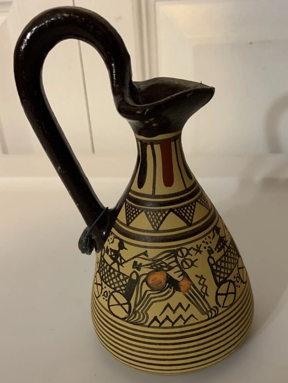 Ceramic Vase Hand Made Greece Athena 4”